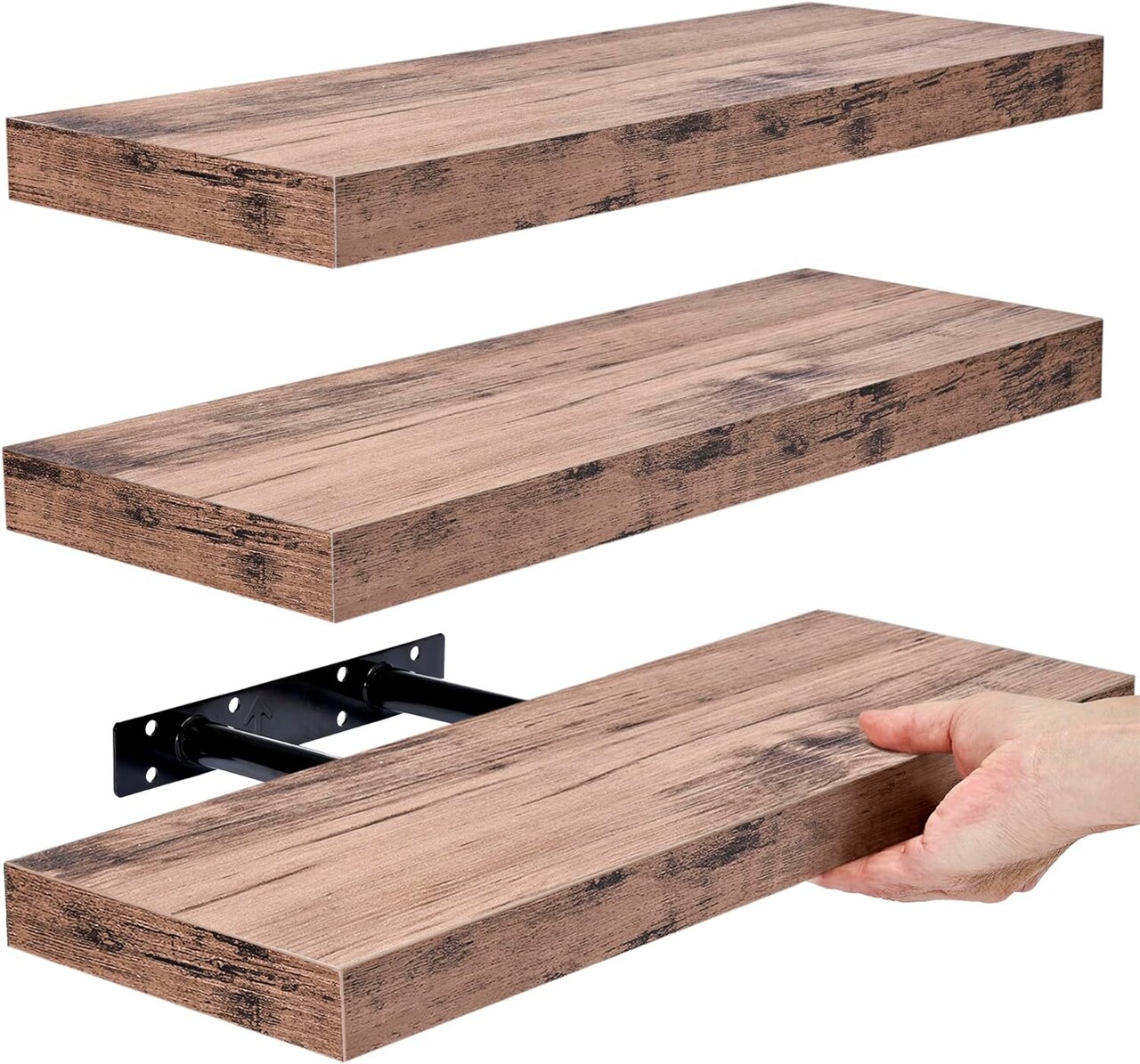 Sorbus 3 Pack Wall Mounted Floating Shelves - for Bedroom, Kitchen, Living Room, Office - Floating Shelf for Trophies, Books, Frames, etc